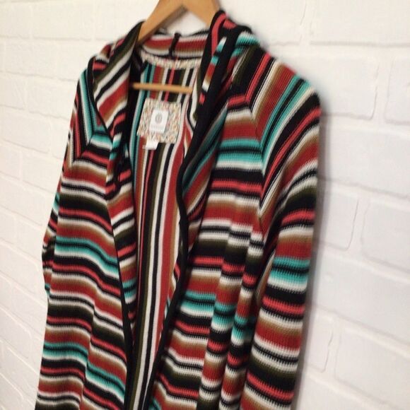 ELEMENT boho hoodie cardigan fringe southwestern western puncho medium - Picture 2 of 14